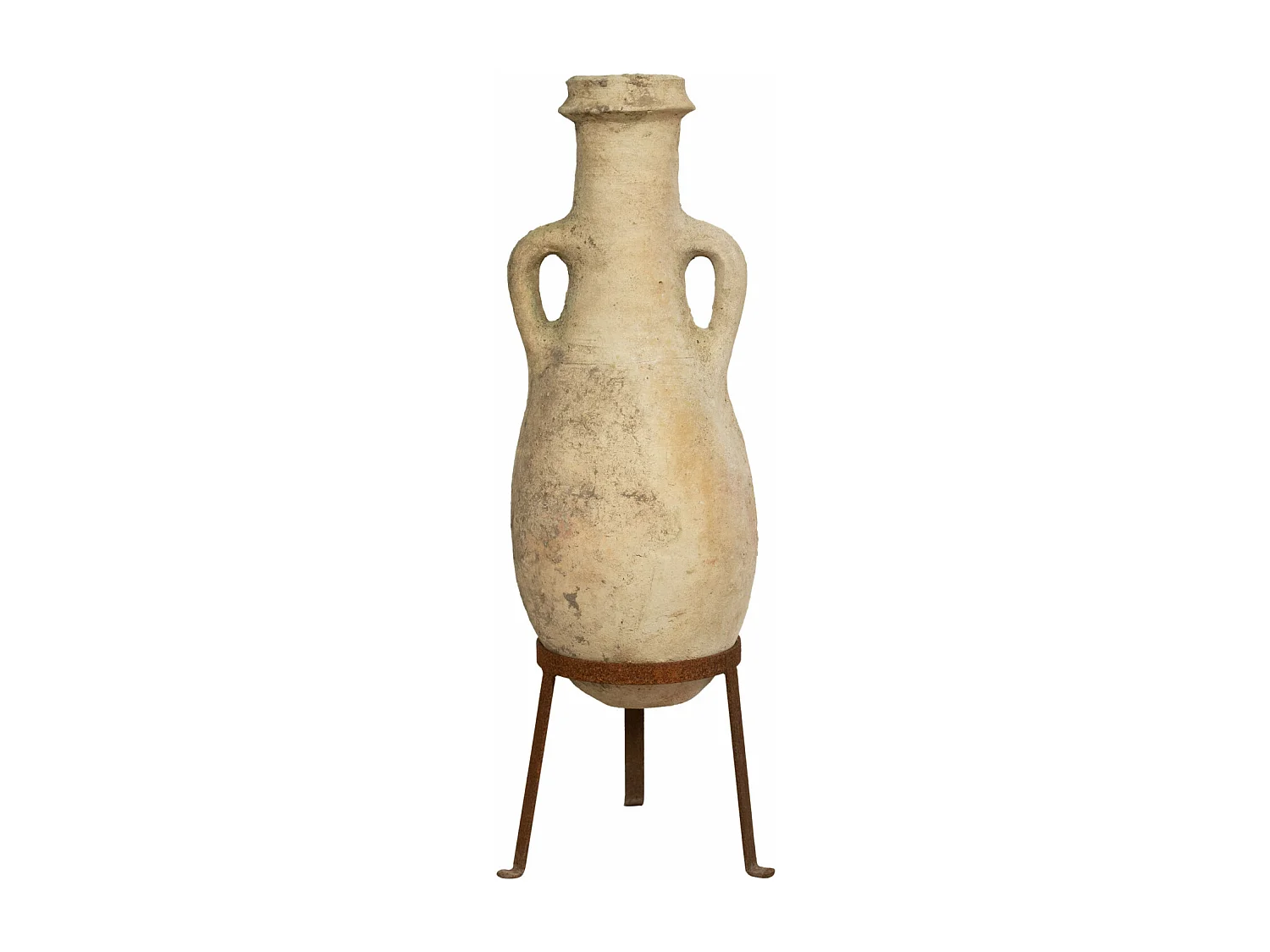 BISCOTTINI Vase - Amphore avec Anse en Terre Cuite et Vase en Fer - Mobilier de Jardin - Extérieur - Entrée - Décoration de Couloir - 28x28x53 cm
