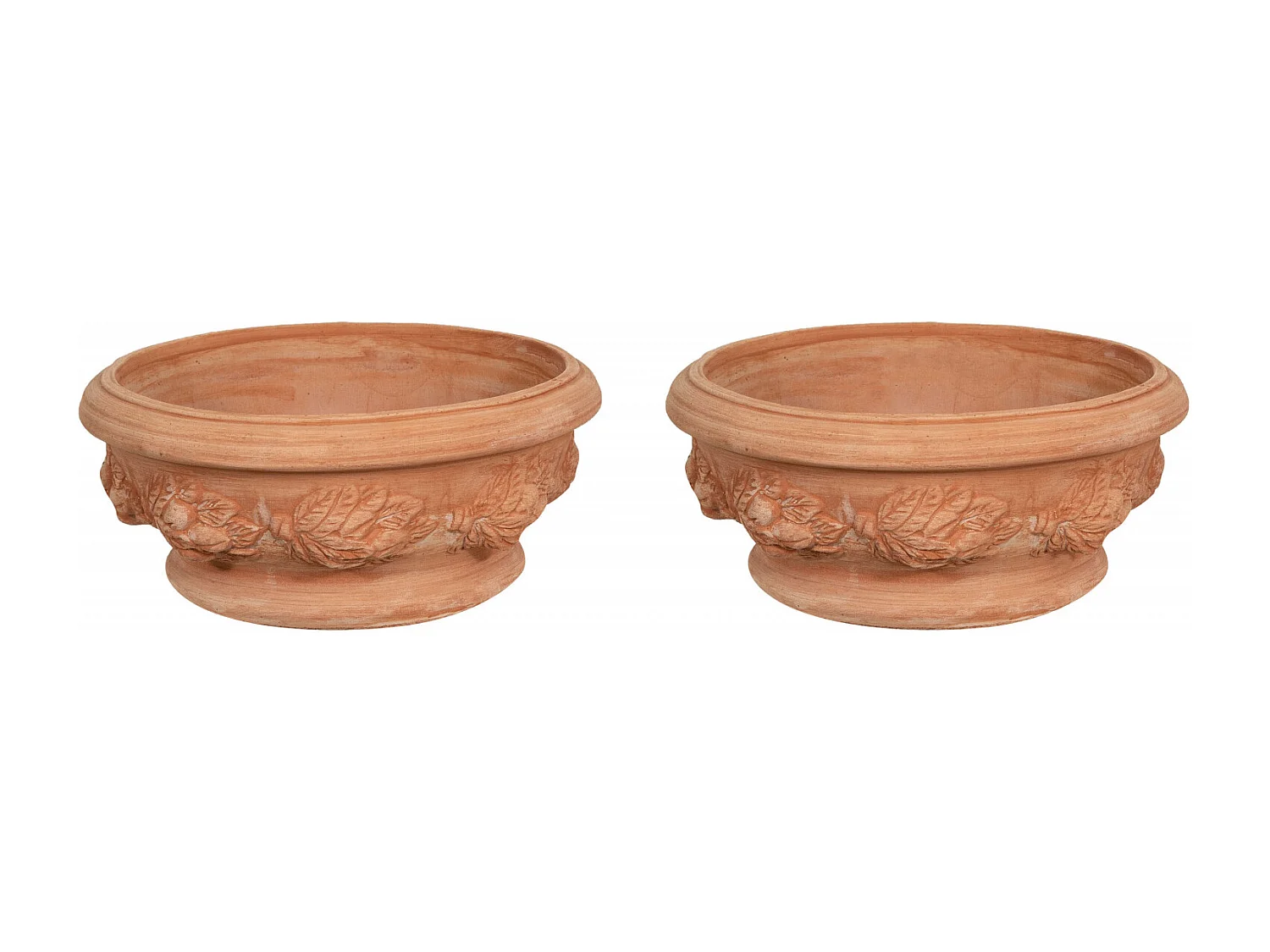 BISCOTTINI Vase - En Terre Cuite Antique - Pot de Fleurs - Jardinière - Jardin - Décoration - 40x40x19 cm - Lot de 2