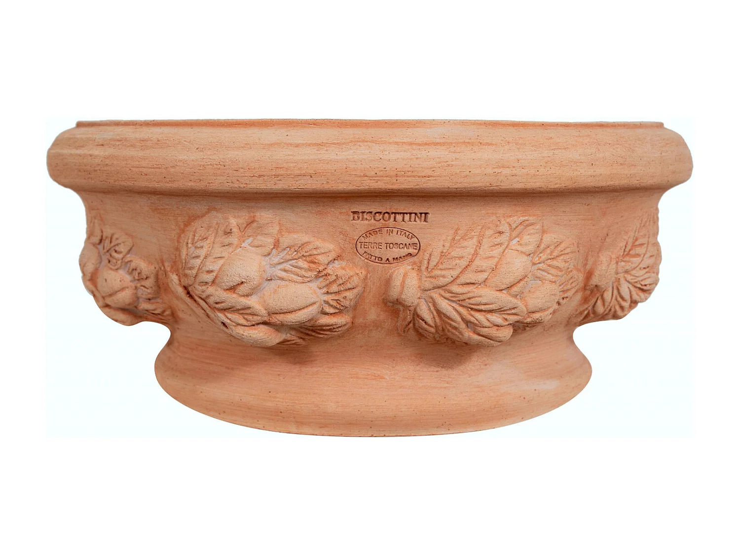 BISCOTTINI Vase - En Terre Cuite Antique - Pot de Fleurs - Jardinière - Jardin - Décoration - 40x40x19 cm - Lot de 2