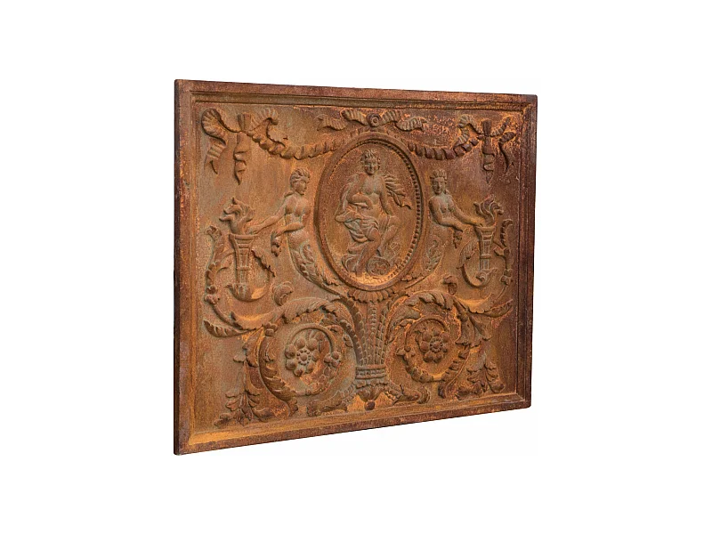 BISCOTTINI Plaque de Cheminée - Finition Fonte - Vintage - Décorative - Cheminée - Présentation - Salon - Salle à Manger - 65x2x81cm