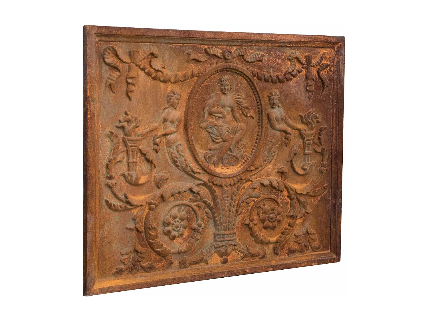 BISCOTTINI Plaque de Cheminée - Finition Fonte - Vintage - Décorative - Cheminée - Présentation - Salon - Salle à Manger - 65x2x81cm