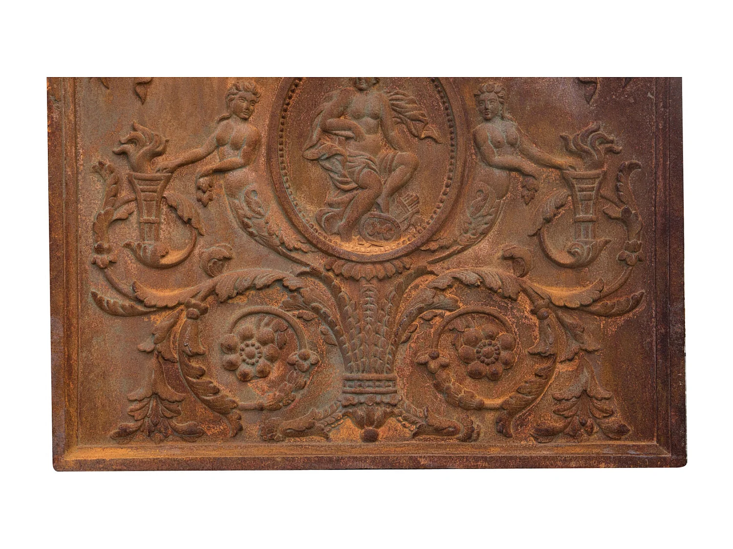 BISCOTTINI Plaque de Cheminée - Finition Fonte - Vintage - Décorative - Cheminée - Présentation - Salon - Salle à Manger - 65x2x81cm
