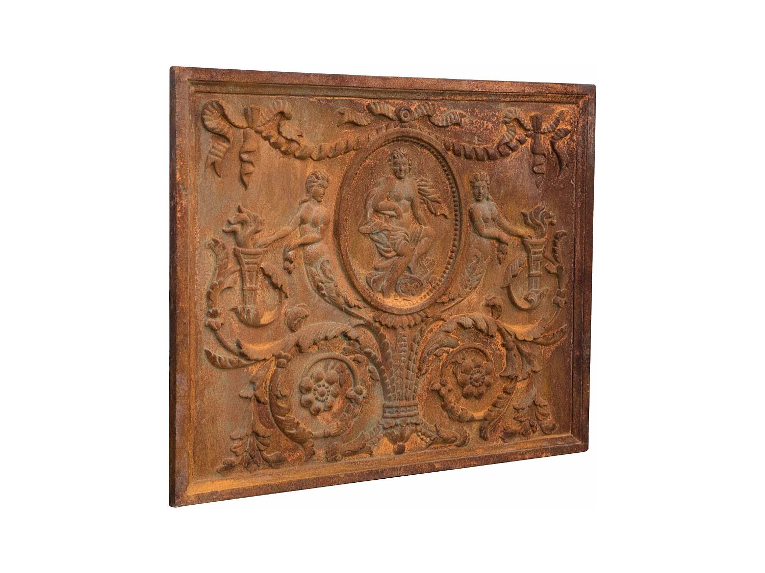 BISCOTTINI Plaque de Cheminée - Finition Fonte - Vintage - Décorative - Cheminée - Présentation - Salon - Salle à Manger - 65x2x81cm
