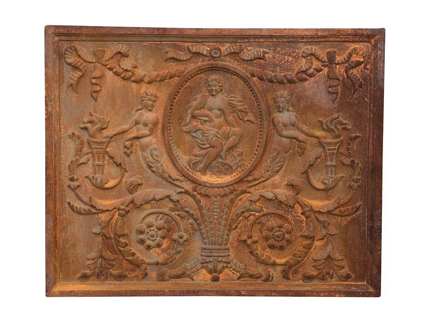 BISCOTTINI Plaque de Cheminée - Finition Fonte - Vintage - Décorative - Cheminée - Présentation - Salon - Salle à Manger - 65x2x81cm