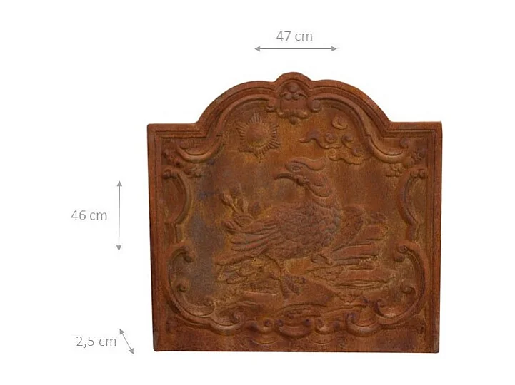 BISCOTTINI Plaque de Cheminée - Finition Fonte - Vintage - Décorative - Cheminée - Présentation - Salon - Salle à Manger - 47x2.5x46cm