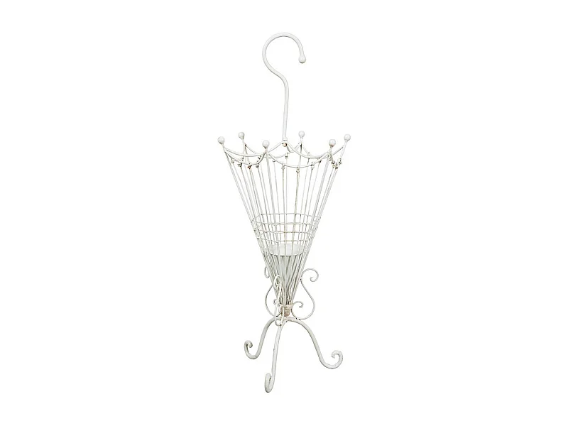 Porte-parapluie BISCOTTINI - Fer forgé avec finition blanche antique - Extérieur - Accessoires d'entrée - Rangement - Support - Porte-parapluie vintage - 32x32x83cm