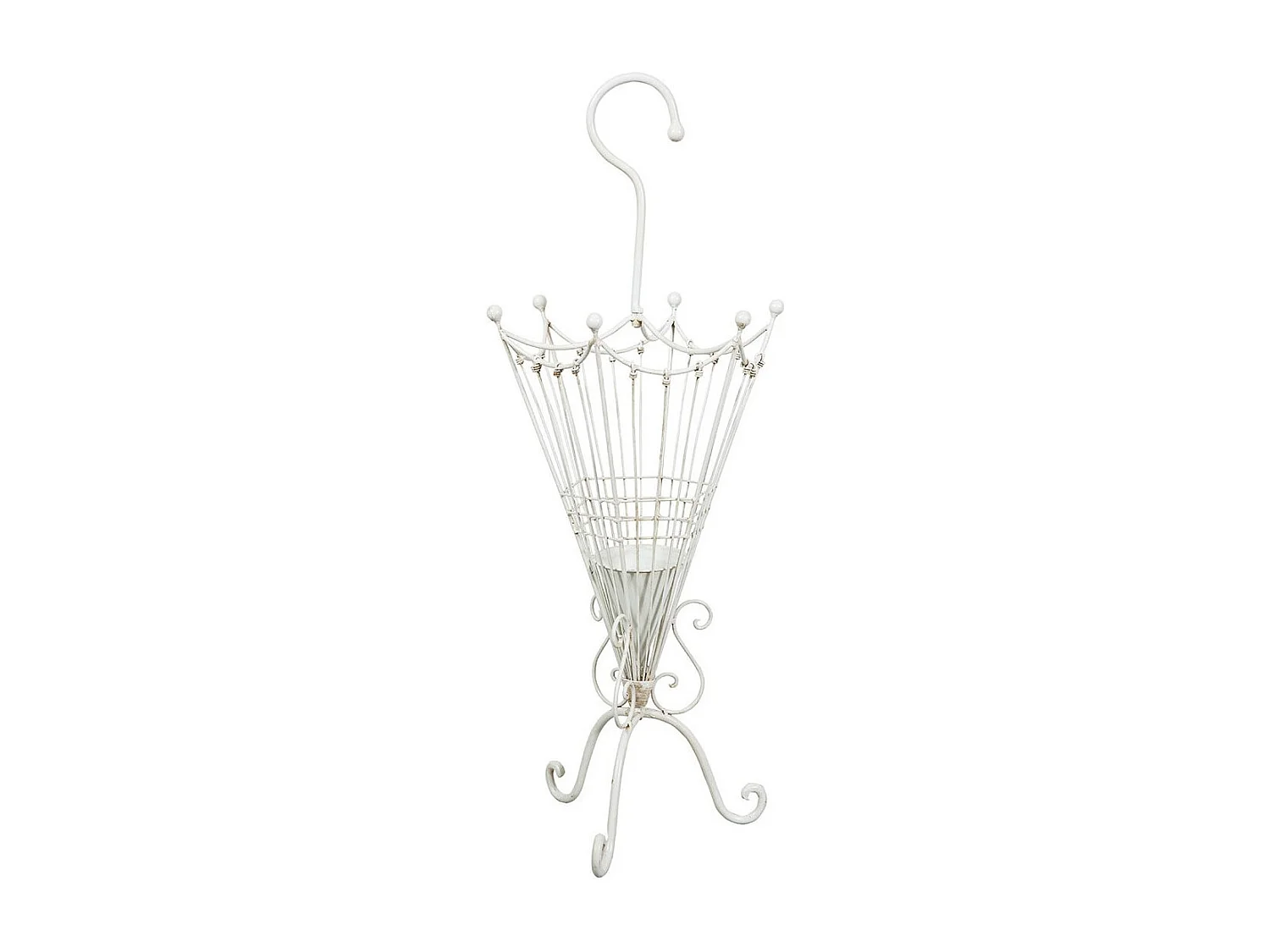 Porte-parapluie BISCOTTINI - Fer forgé avec finition blanche antique - Extérieur - Accessoires d'entrée - Rangement - Support - Porte-parapluie vintage - 32x32x83cm