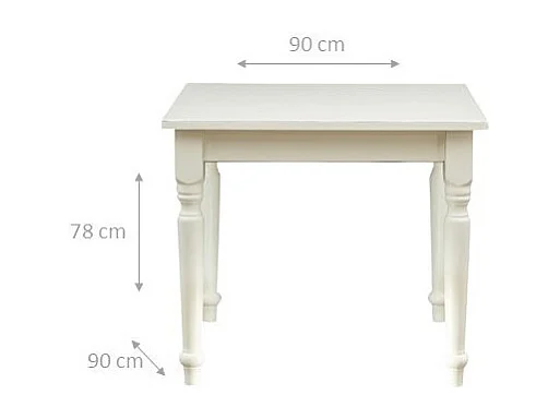 BISCOTTINI - Table - Bois massif avec finition brune et blanche - Table de salle à manger - Table de jardin - Table basse - Table de cuisine - 90x90x78 cm