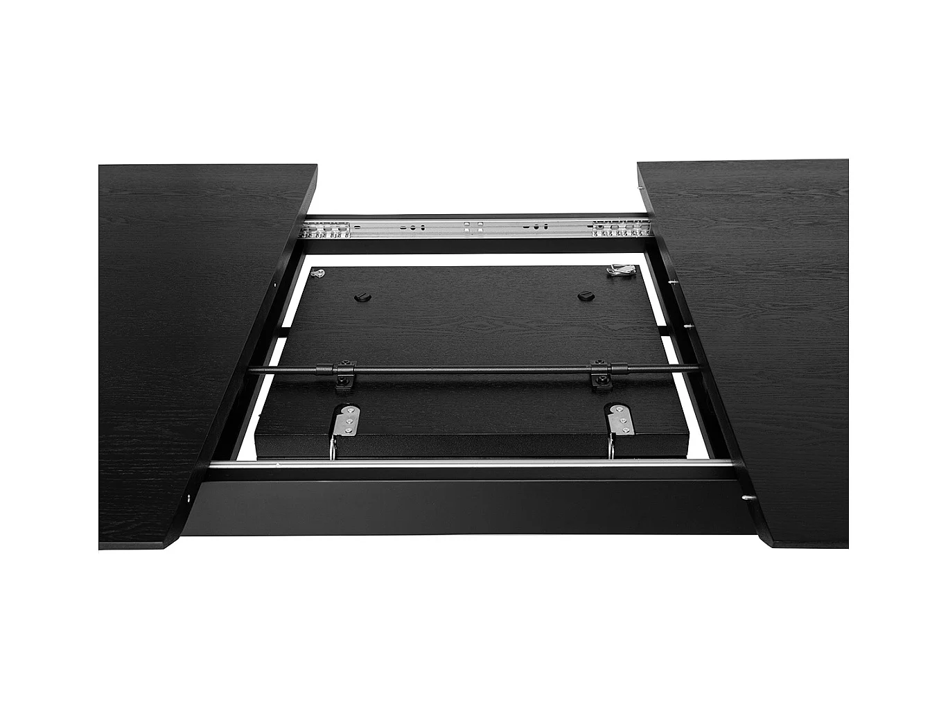 Mesa extensible con extensiones integradas rectangular de madera negra de roble L180-230 cm FIFTIES