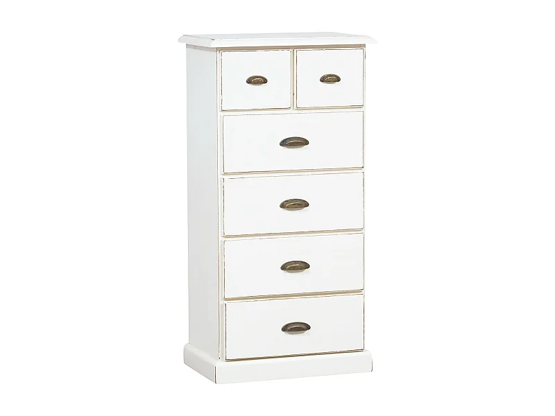 BISCOTTINI Commode - Bois Massif Finition Antique Blanche - Style Campagne