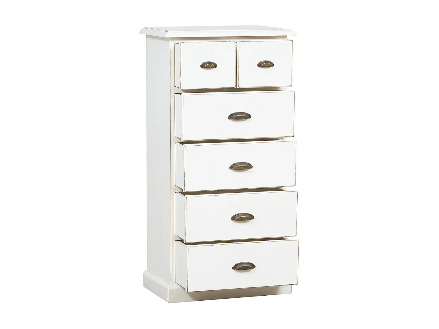 BISCOTTINI Commode - Bois Massif Finition Antique Blanche - Style Campagne