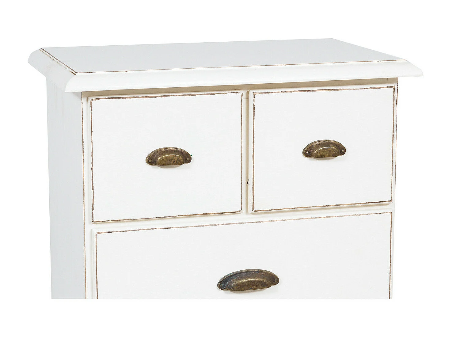 BISCOTTINI Commode - Bois Massif Finition Antique Blanche - Style Campagne