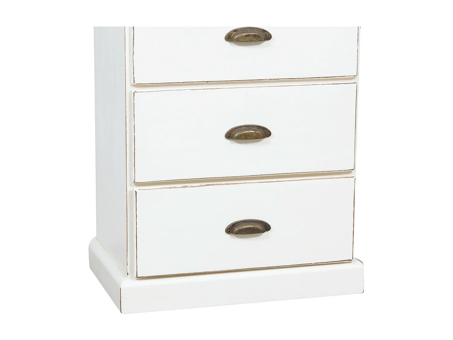 BISCOTTINI Commode - Bois Massif Finition Antique Blanche - Style Campagne