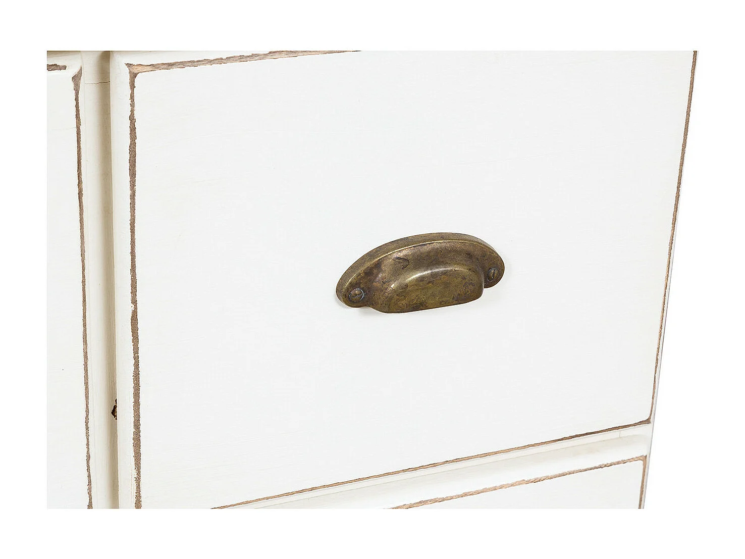 BISCOTTINI Commode - Bois Massif Finition Antique Blanche - Style Campagne