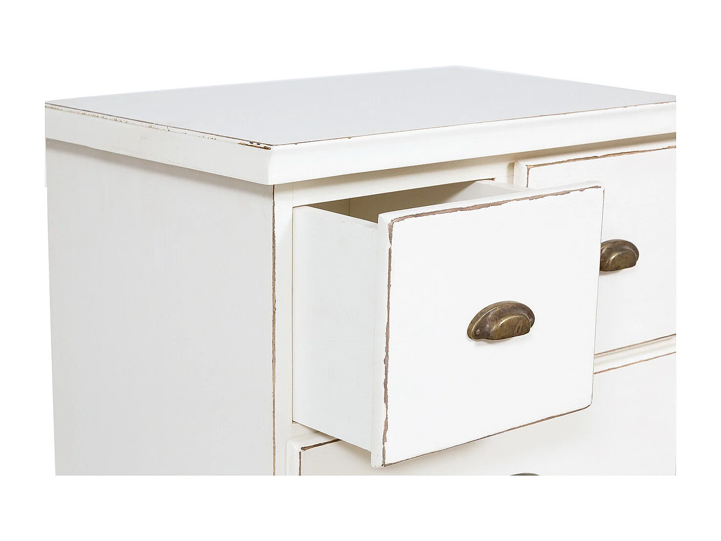 BISCOTTINI Commode - Bois Massif Finition Antique Blanche - Style Campagne