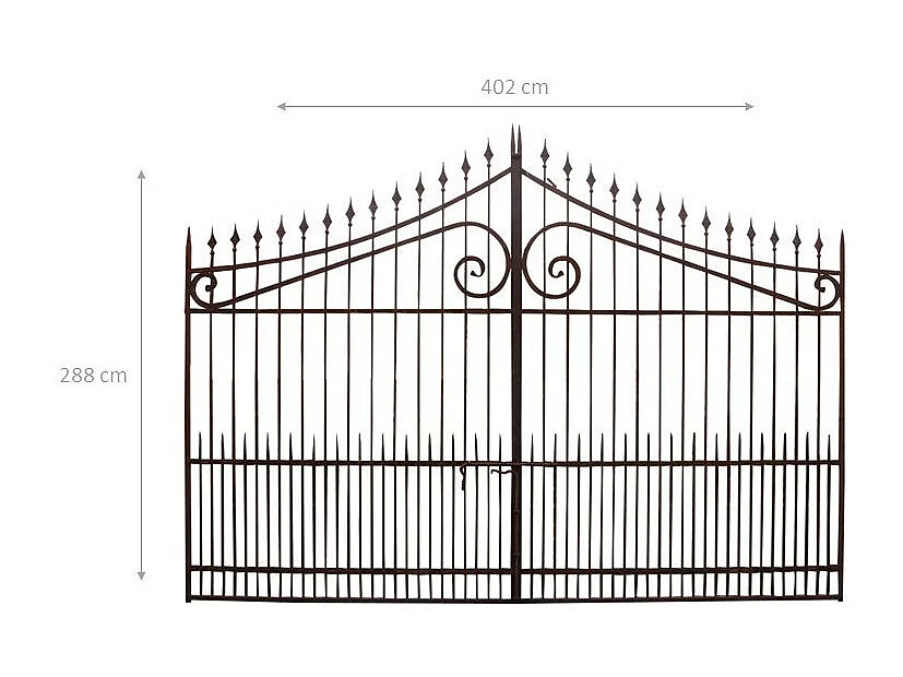 BISCOTTINI Portail - Fer Forgé Finition Antique - Clôture en Fer - Portail en Métal - Porte Décorative - Portail d'Entrée - 402x10x288cm - Une Pièce