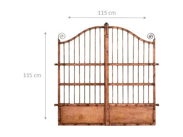 BISCOTTINI Portail - Fer Forgé Finition Antique - Clôture en Fer - Portail en Métal - Porte Décorative - Portail d'Entrée - 115x6x115cm - Une Pièce