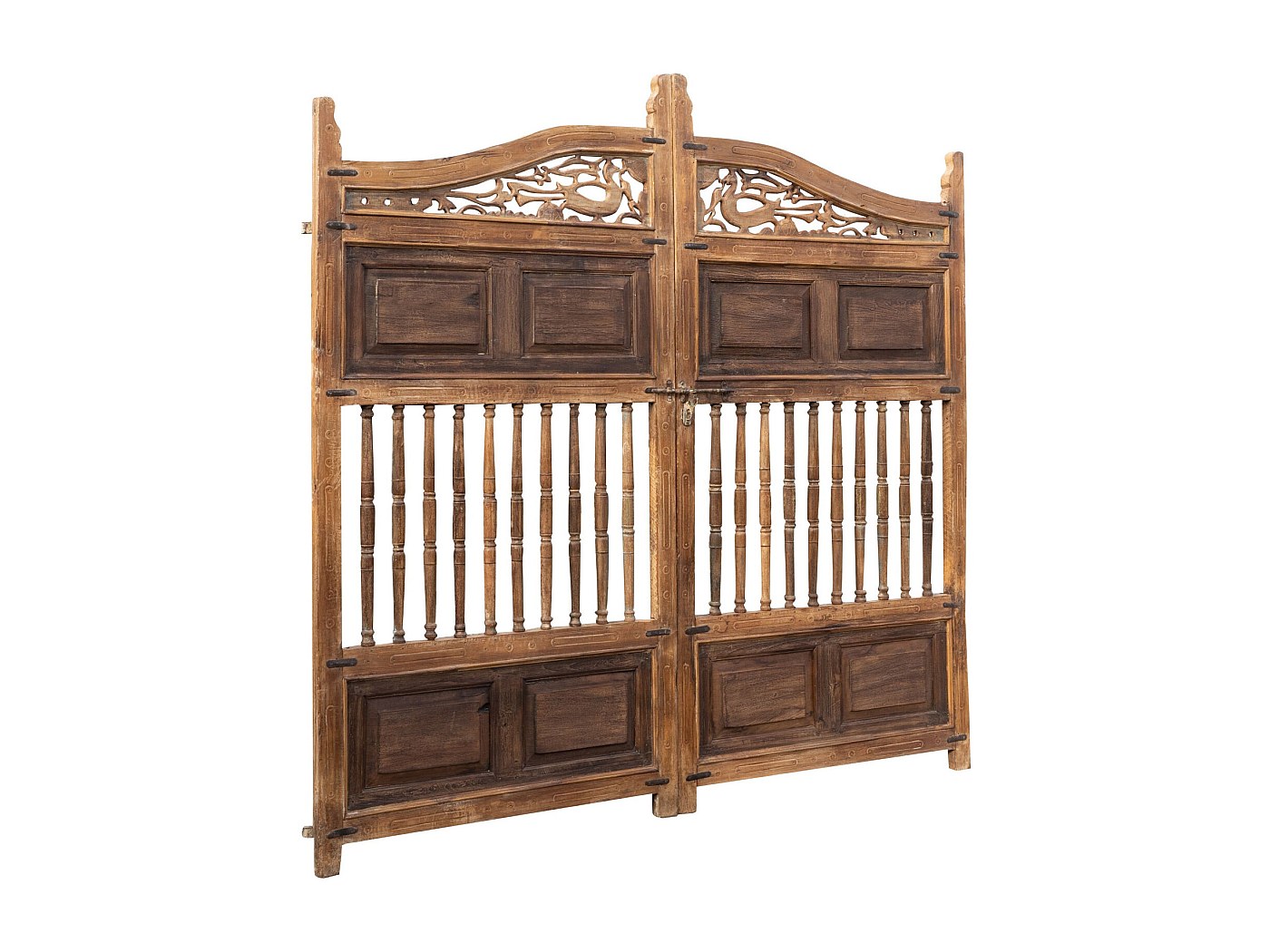 Porte-manteau Mural Biscottini En Bois Massif Et Fer Forgé, Noyer, 5 Crochets (L76xH22cm)