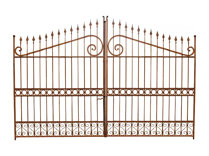 BISCOTTINI Portail - Fer Forgé Finition Antique - Clôture en Fer - Portail en Métal - Porte Décorative - Portail d'Entrée - 402x10x263cm - Une Pièce