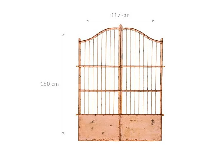 BISCOTTINI Portail - Fer Forgé Finition Antique - Clôture en Fer - Portail en Métal - Porte Décorative - Portail d'Entrée - 117x6x150cm - Une Pièce