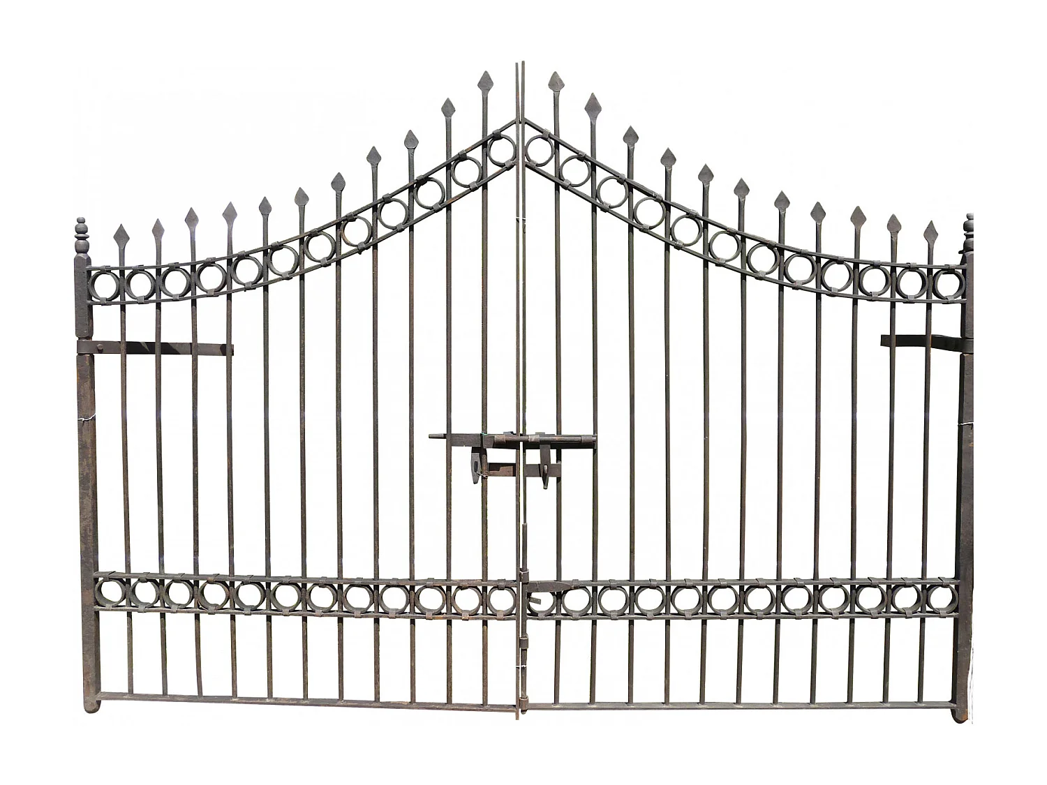 BISCOTTINI Portail - Fer Forgé Finition Antique - Clôture en Fer - Portail en Métal - Porte Décorative - Portail d'Entrée - 335x10x245cm - Une Pièce