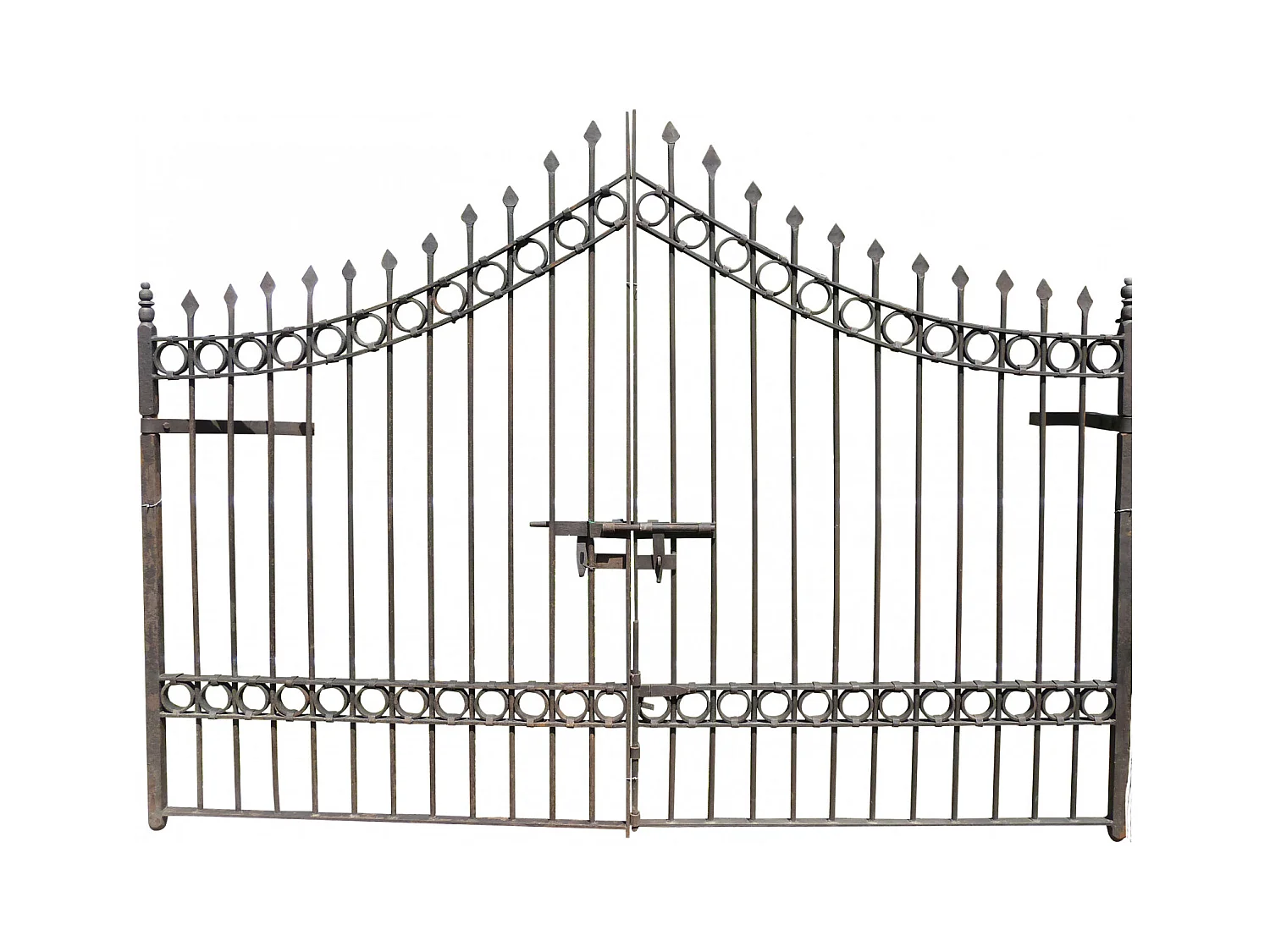 BISCOTTINI Portail - Fer Forgé Finition Antique - Clôture en Fer - Portail en Métal - Porte Décorative - Portail d'Entrée - 335x10x245cm - Une Pièce