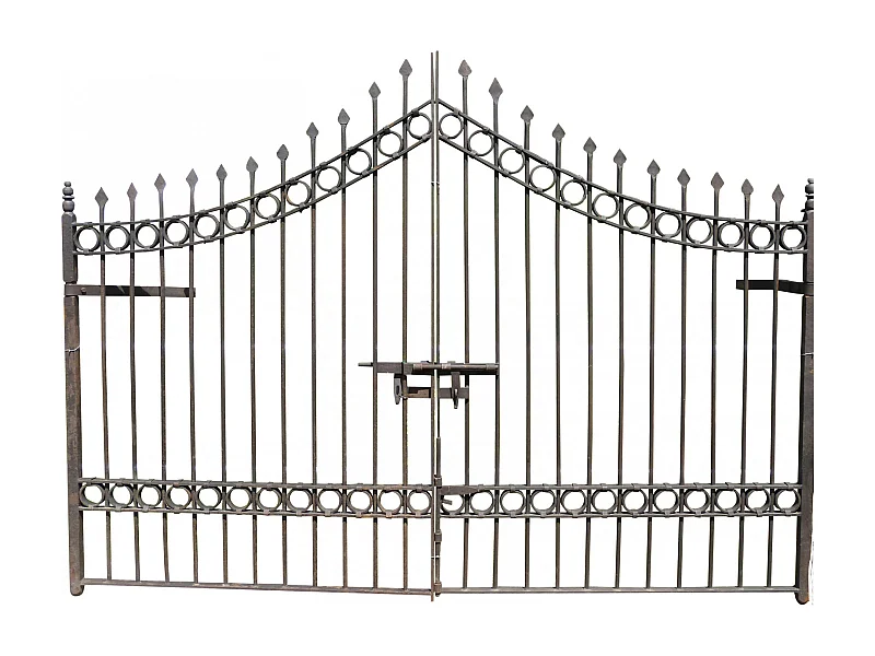 BISCOTTINI Portail - Fer Forgé Finition Antique - Clôture en Fer - Portail en Métal - Porte Décorative - Portail d'Entrée - 335x10x245cm - Une Pièce