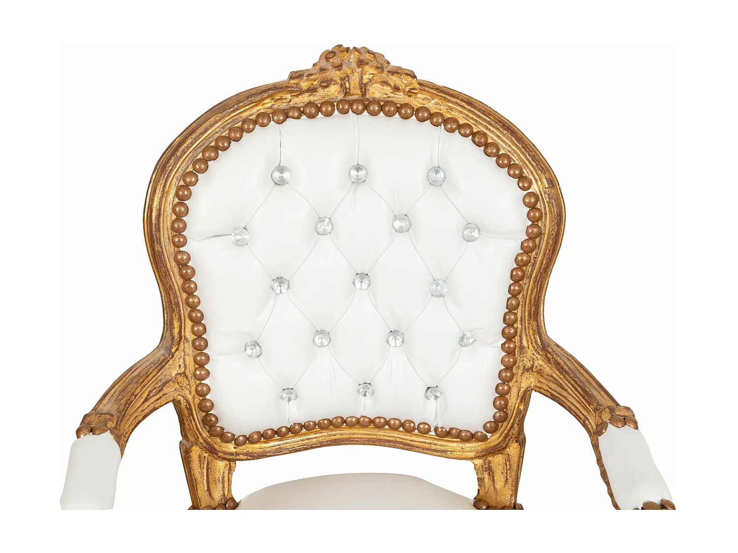 BISCOTTINI Fauteuil bébé en bois de hêtre Louis XVI - Bois massif finition blanc/or - Fauteuil de salle à manger, fauteuil de salon 51x50x73 cm