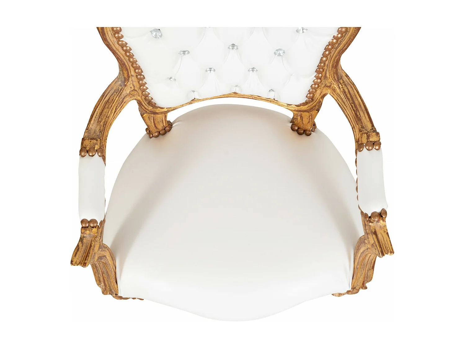 BISCOTTINI Fauteuil bébé en bois de hêtre Louis XVI - Bois massif finition blanc/or - Fauteuil de salle à manger, fauteuil de salon 51x50x73 cm