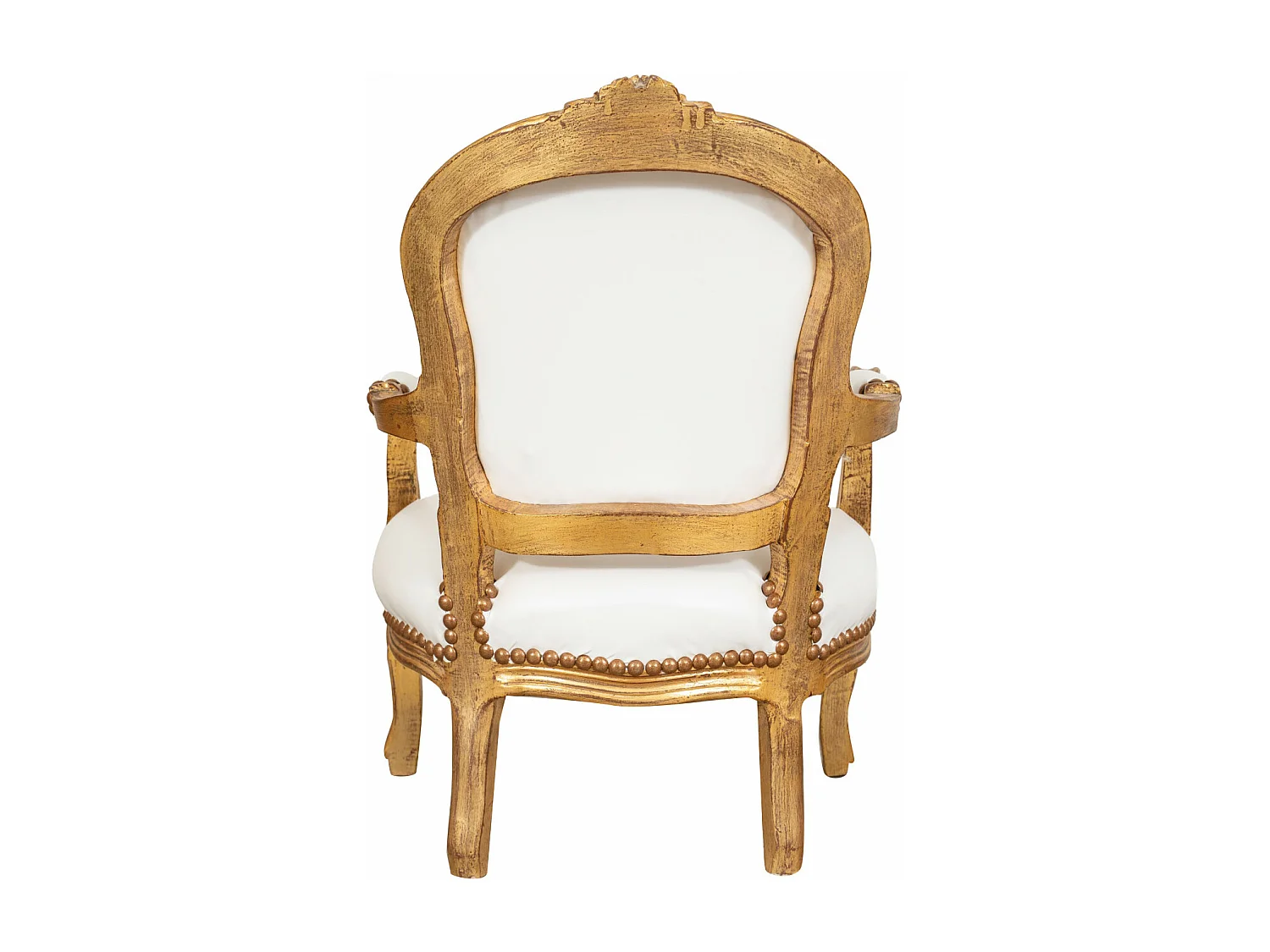 BISCOTTINI Fauteuil bébé en bois de hêtre Louis XVI - Bois massif finition blanc/or - Fauteuil de salle à manger, fauteuil de salon 51x50x73 cm