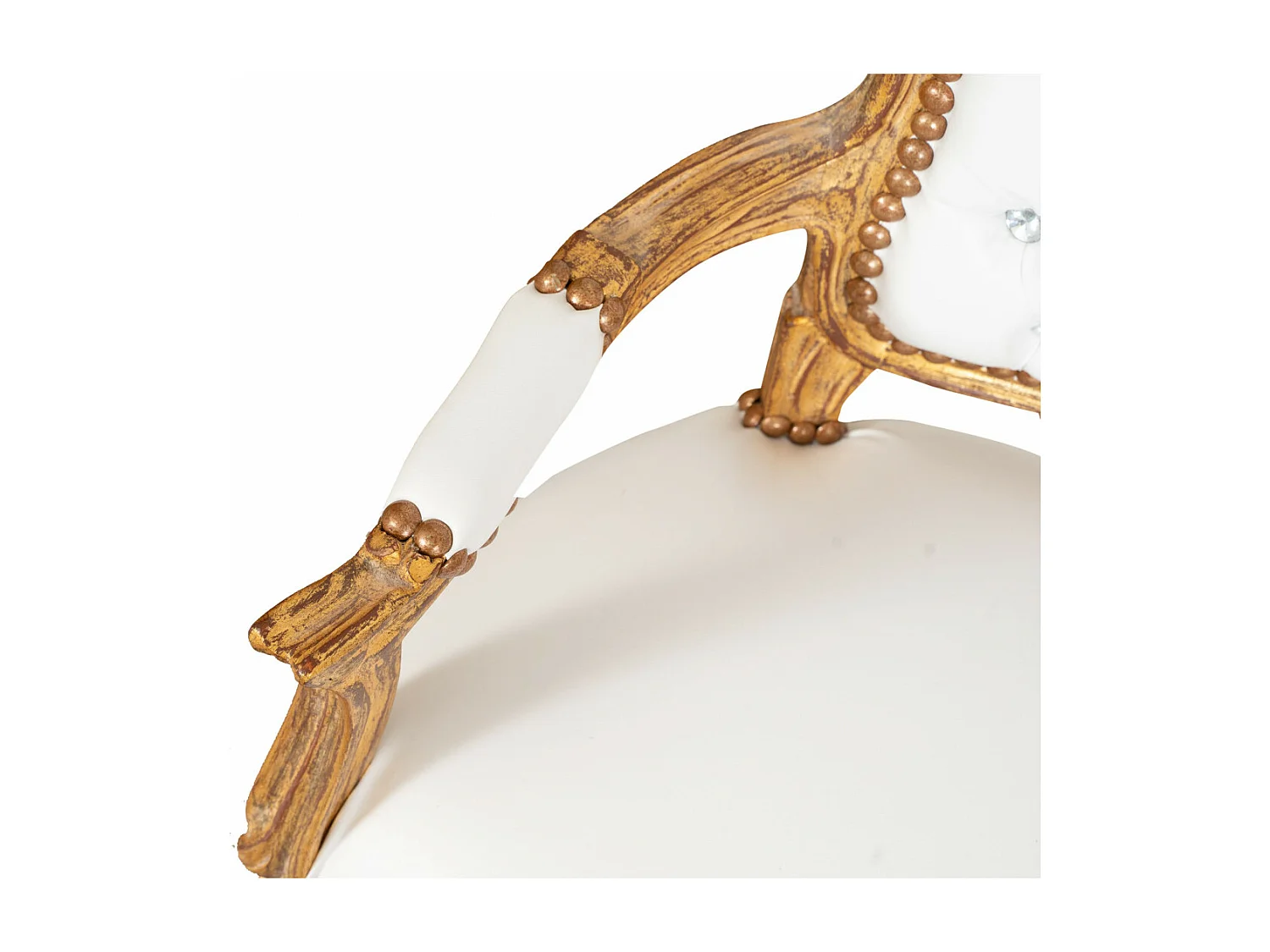 BISCOTTINI Fauteuil bébé en bois de hêtre Louis XVI - Bois massif finition blanc/or - Fauteuil de salle à manger, fauteuil de salon 51x50x73 cm