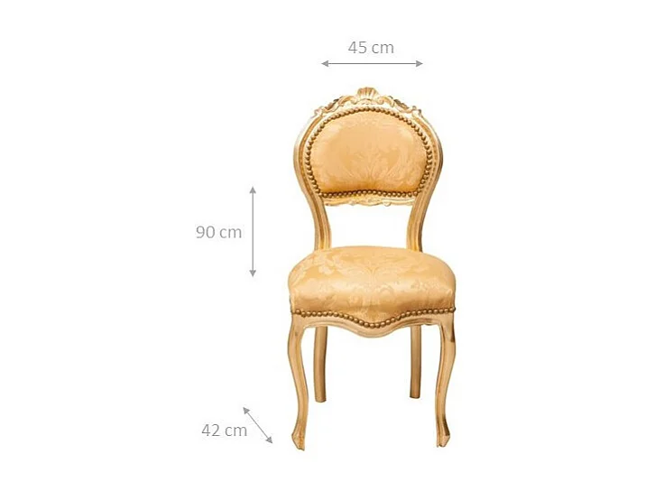 BISCOTTINI - Chaise Louis XVI - Bois massif finition or - Chaise de salle à manger - Chaise de salon - Chaise de jardin - Chaise de cuisine - 42x45x90 cm