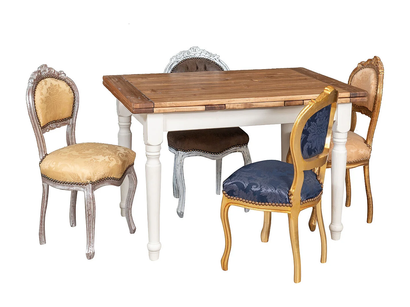 BISCOTTINI - Chaise Louis XVI - Bois massif finition or - Chaise de salle à manger - Chaise de salon - Chaise de jardin - Chaise de cuisine - 42x45x90 cm