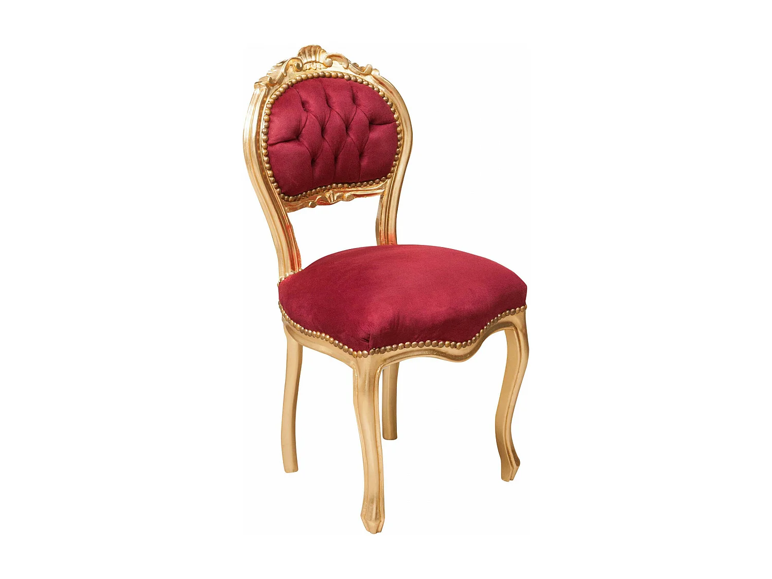 BISCOTTINI Chaise Louis XVI - Hêtre massif finition rouge/doré - Chaise de salle à manger, de salon, de chambre, d'événement - 42 x 45 x 90 cm