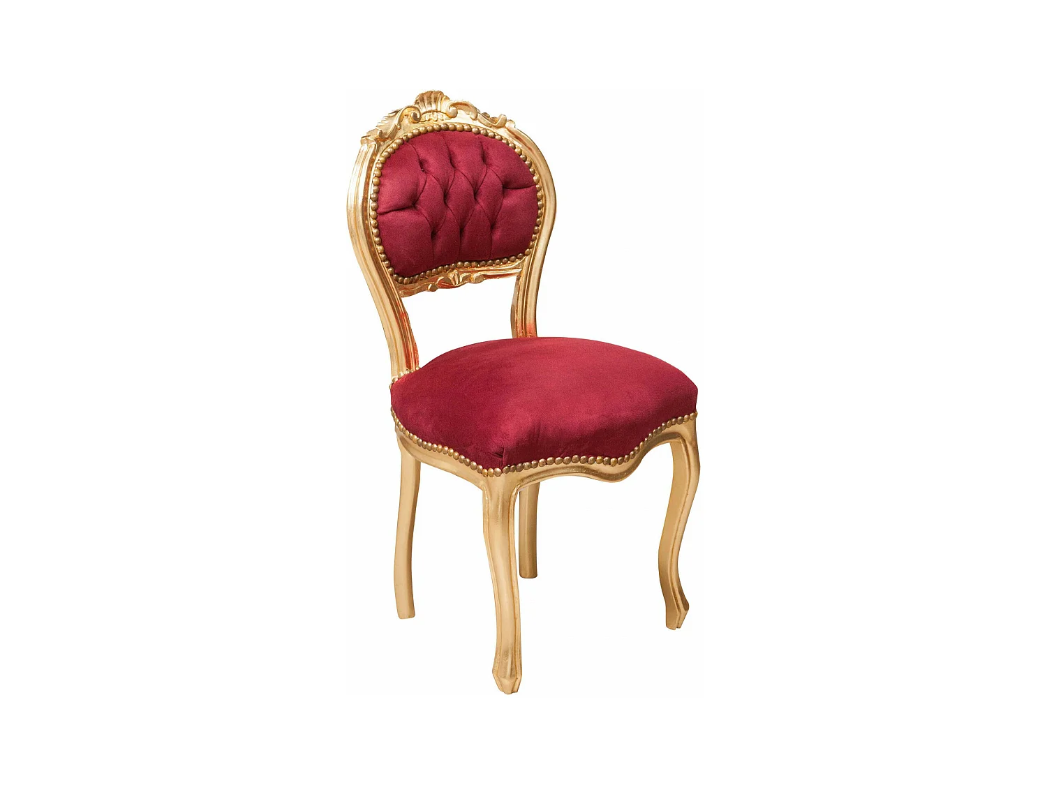 BISCOTTINI Chaise Louis XVI - Hêtre massif finition rouge/doré - Chaise de salle à manger, de salon, de chambre, d'événement - 42 x 45 x 90 cm