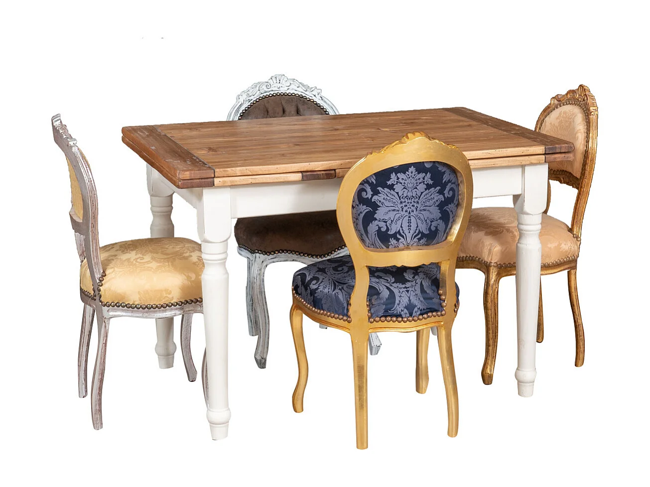 BISCOTTINI Chaise Louis XVI - Hêtre massif finition rouge/doré - Chaise de salle à manger, de salon, de chambre, d'événement - 42 x 45 x 90 cm