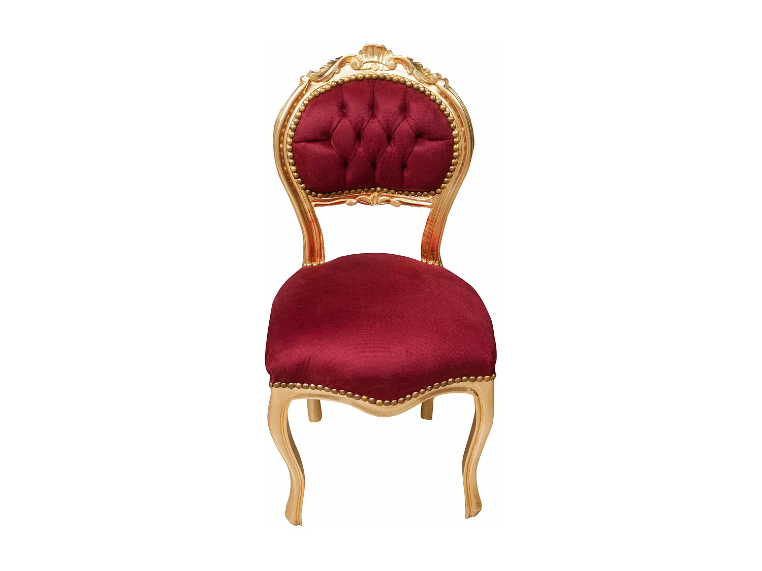BISCOTTINI Chaise Louis XVI - Hêtre massif finition rouge/doré - Chaise de salle à manger, de salon, de chambre, d'événement - 42 x 45 x 90 cm