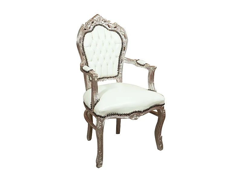 BISCOTTINI - Chaise Louis XIV - Bois massif finition blanche - Chaise de salle à manger - Chaise de salon - Chaise de jardin - Chaise de cuisine - 60x60x107 cm