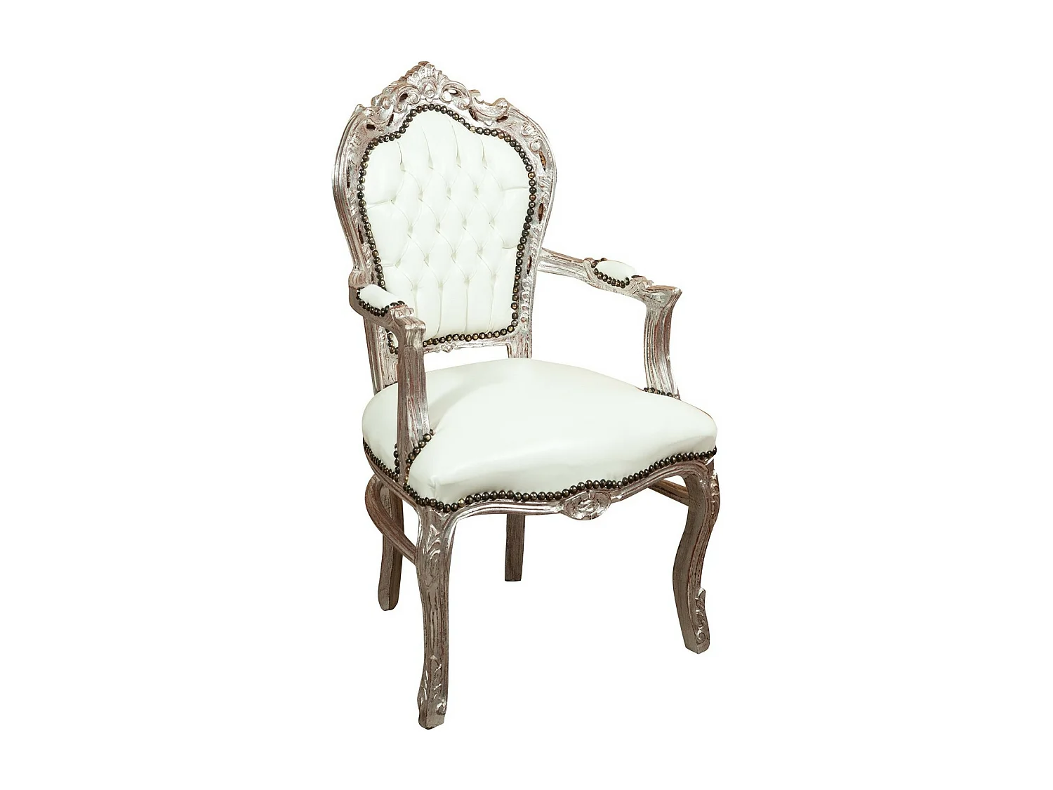 BISCOTTINI - Chaise Louis XIV - Bois massif finition blanche - Chaise de salle à manger - Chaise de salon - Chaise de jardin - Chaise de cuisine - 60x60x107 cm