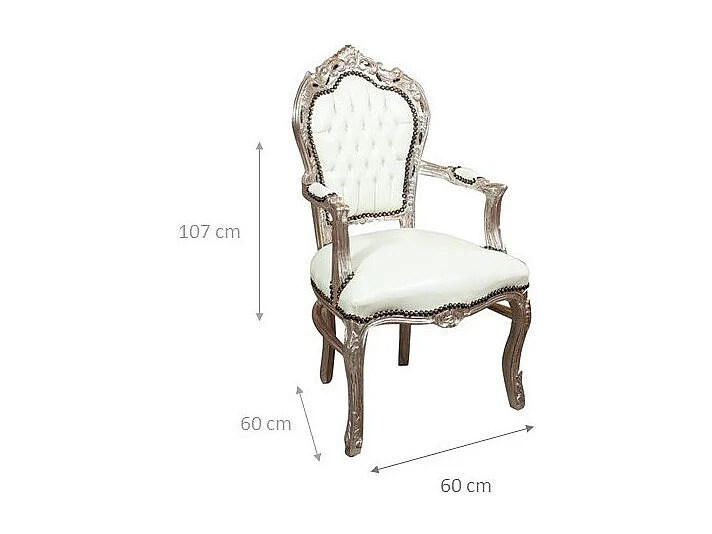 BISCOTTINI - Chaise Louis XIV - Bois massif finition blanche - Chaise de salle à manger - Chaise de salon - Chaise de jardin - Chaise de cuisine - 60x60x107 cm