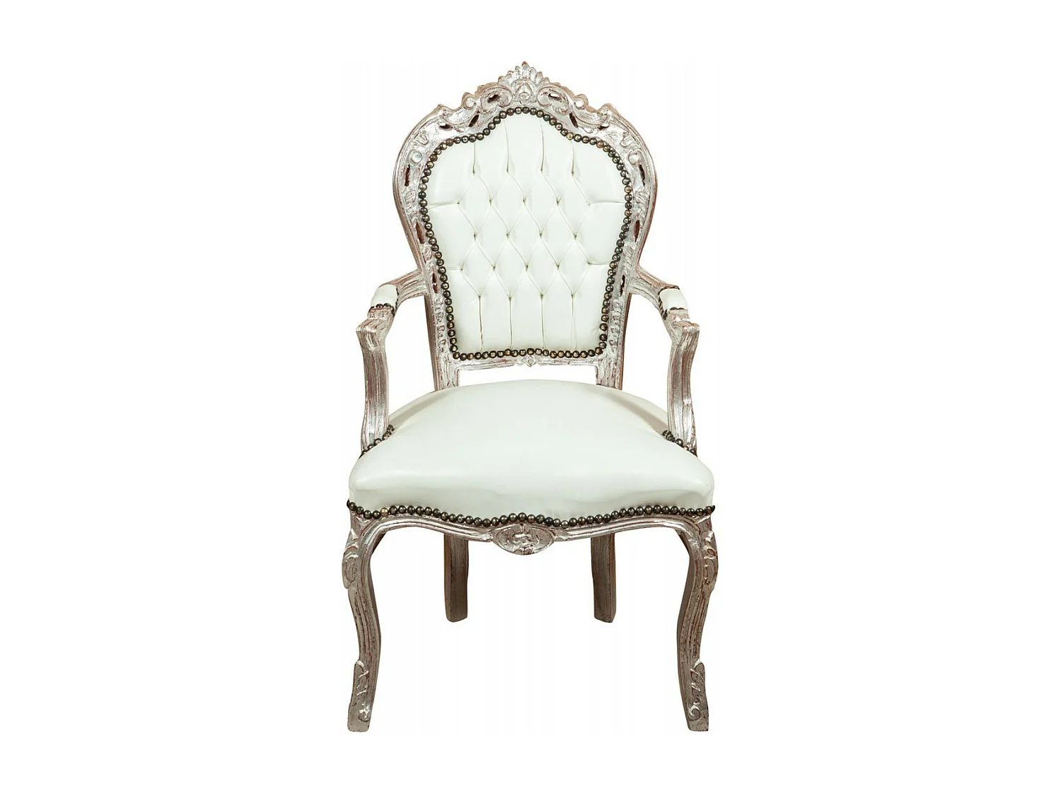 BISCOTTINI - Chaise Louis XIV - Bois massif finition blanche - Chaise de salle à manger - Chaise de salon - Chaise de jardin - Chaise de cuisine - 60x60x107 cm