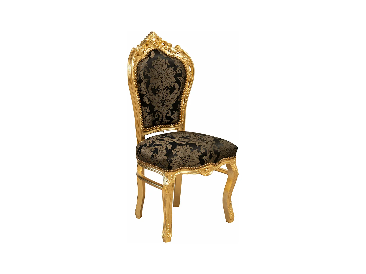BISCOTTINI - Chaise Louis XVI - Bois massif finition noire et or - Chaise de salle à manger - Chaise de salon - Chaise de jardin - Chaise de cuisine - 50x54x108 cm