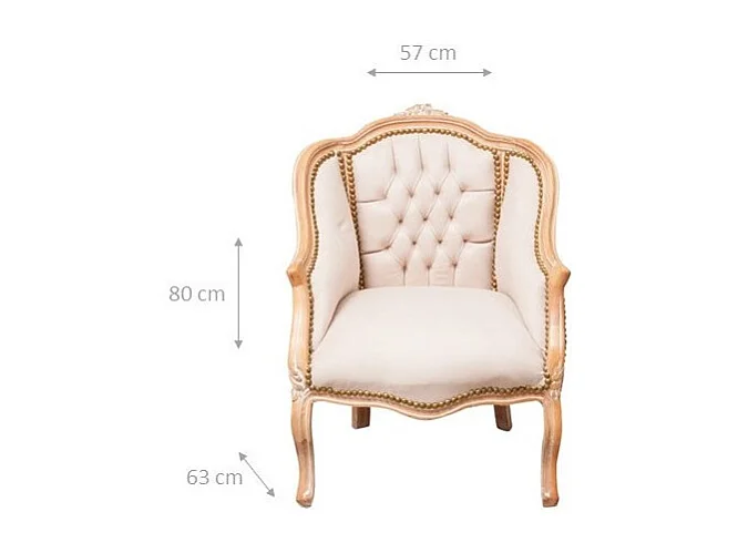 BISCOTTINI Fauteuil Louis XIV en hêtre - Bois massif finition blanc/or - Décoratif - Jardin - Salon - Terrasse - Mobilier - 63x57x80 cm