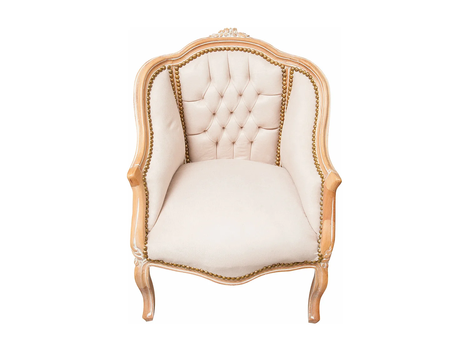 BISCOTTINI Fauteuil Louis XIV en hêtre - Bois massif finition blanc/or - Décoratif - Jardin - Salon - Terrasse - Mobilier - 63x57x80 cm