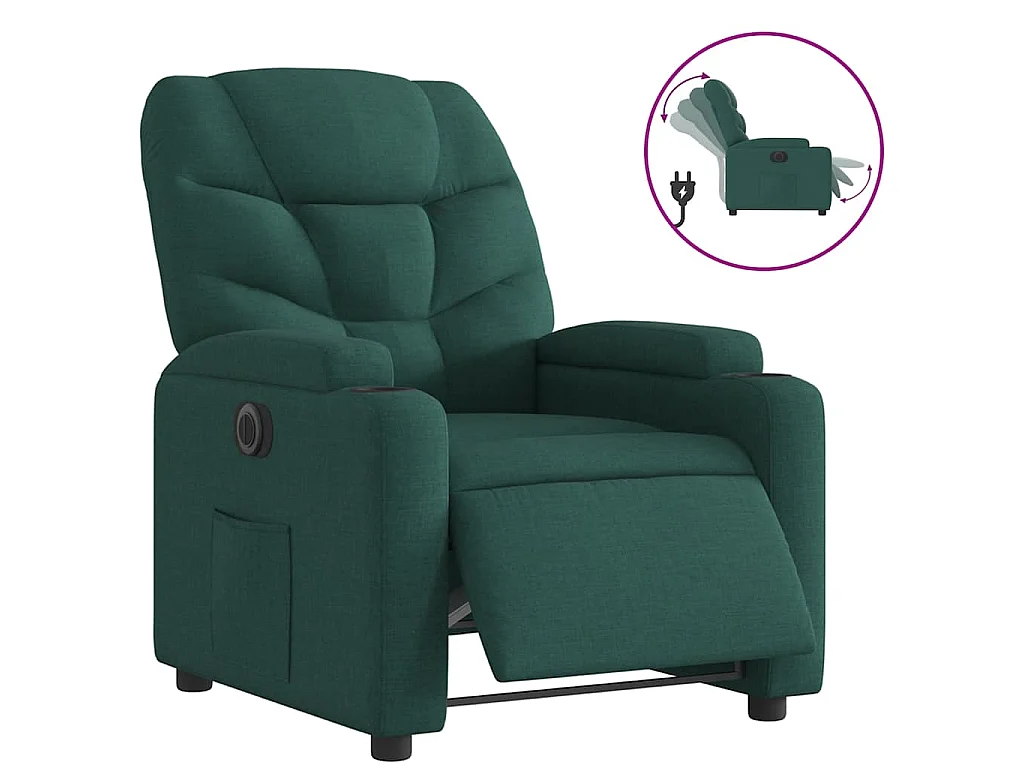 Fauteuil inclinable électrique Vert foncé Tissu