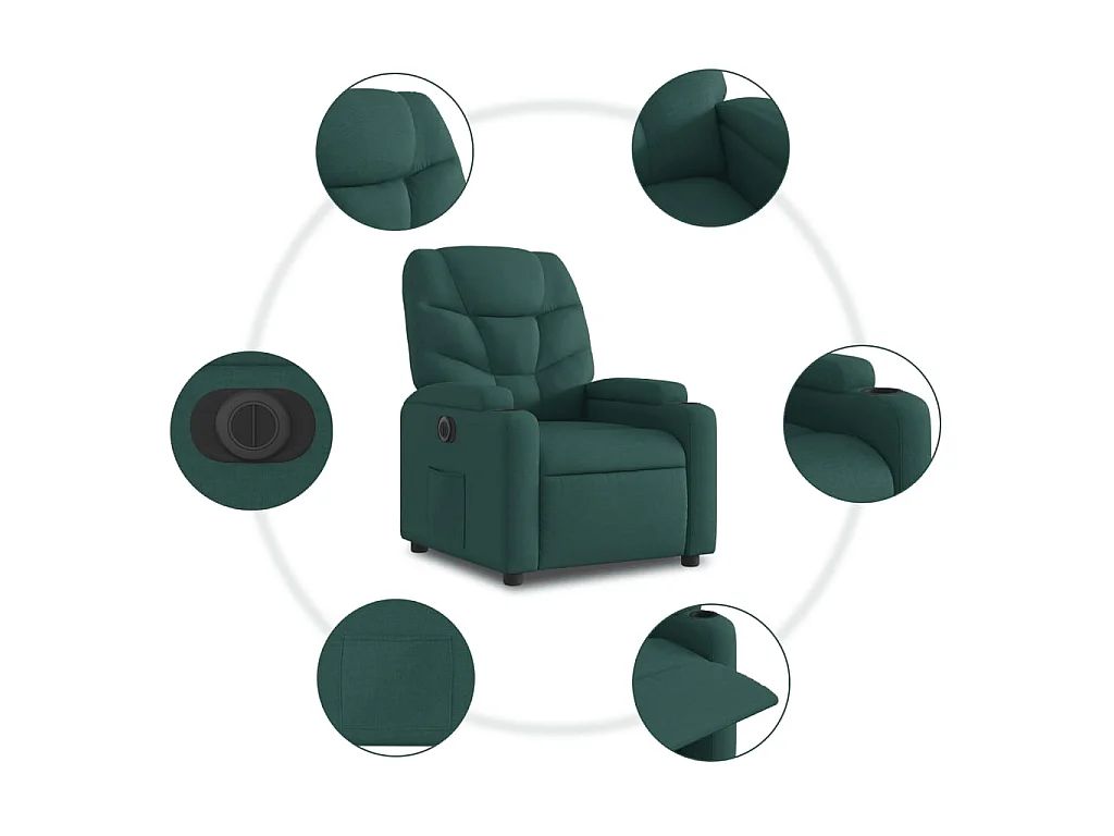 Fauteuil inclinable électrique Vert foncé Tissu