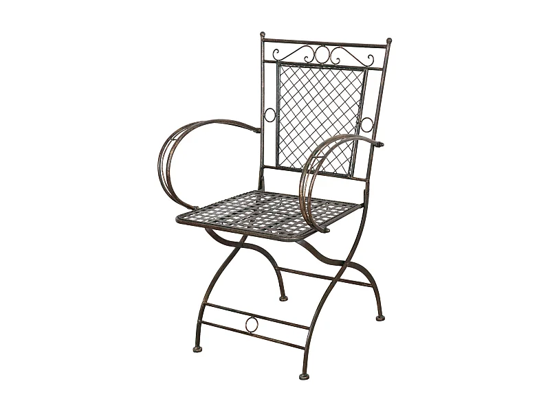 BISCOTTINI Chaise de Jardin - Fer Forgé Finition Antique - Chaise d'Extérieur - Mobilier de Jardin - Terrasse - Balcon - Chaise en Métal -60x51x96cm