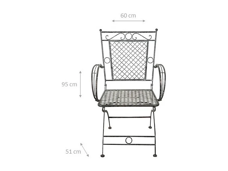 BISCOTTINI Chaise de Jardin - Fer Forgé Finition Antique - Chaise d'Extérieur - Mobilier de Jardin - Terrasse - Balcon - Chaise en Métal -60x51x96cm
