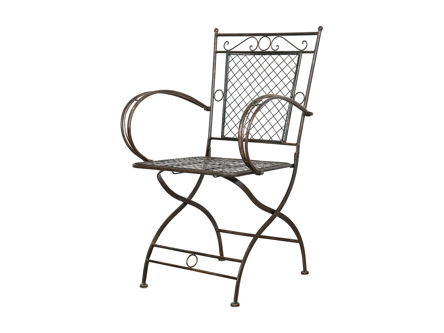 BISCOTTINI Chaise de Jardin - Fer Forgé Finition Antique - Chaise d'Extérieur - Mobilier de Jardin - Terrasse - Balcon - Chaise en Métal -60x51x96cm