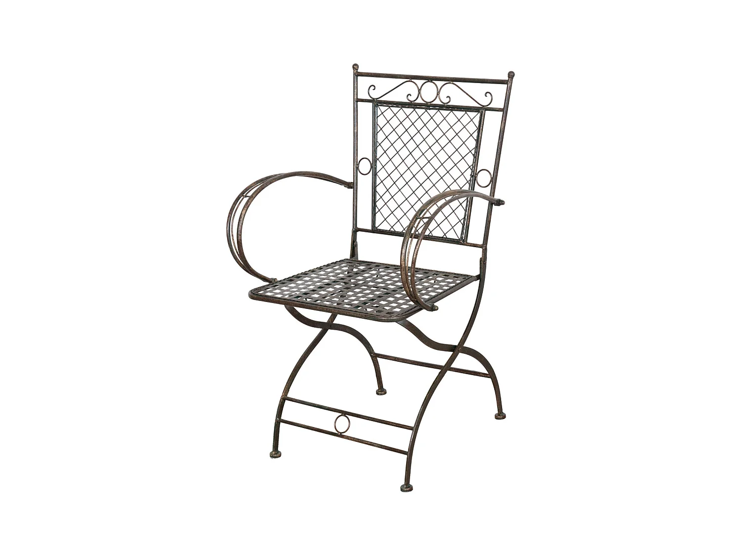 BISCOTTINI Chaise de Jardin - Fer Forgé Finition Antique - Chaise d'Extérieur - Mobilier de Jardin - Terrasse - Balcon - Chaise en Métal -60x51x96cm